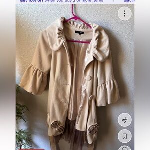 Chic Cream Ruffled Cape Jacket